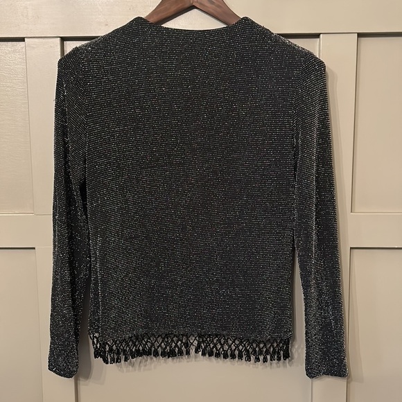 Xscape Beaded Formal Jacket Black Metallic Single Button Size Small - Picture 8 of 11